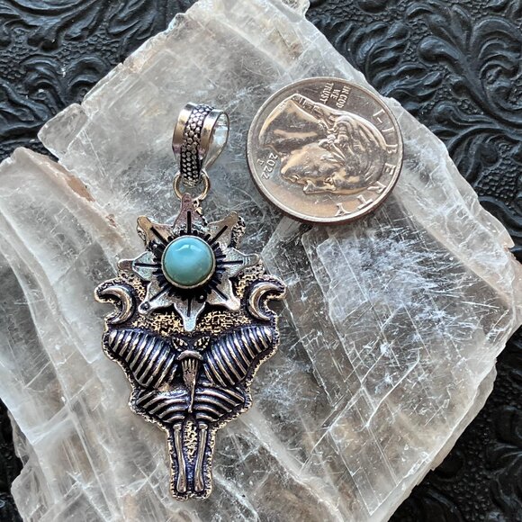 Larimar Flower Luna Moth Sun Crescent Moon Mystic Stone Jewelry Crystal Pendant - Picture 6 of 7